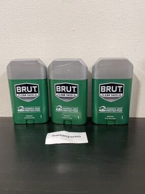 Brut Clear Shield Men's Deodorant, 48 Hr Powerful Odor Protection 2.25 oz., x3